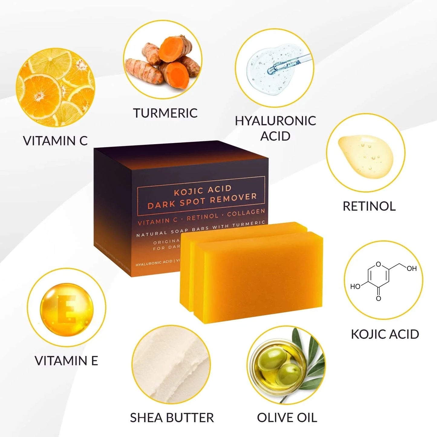 Dark Spot Remover Soap – Brightening & Whitening Bar with Vitamin C, Retinol & Collagen
