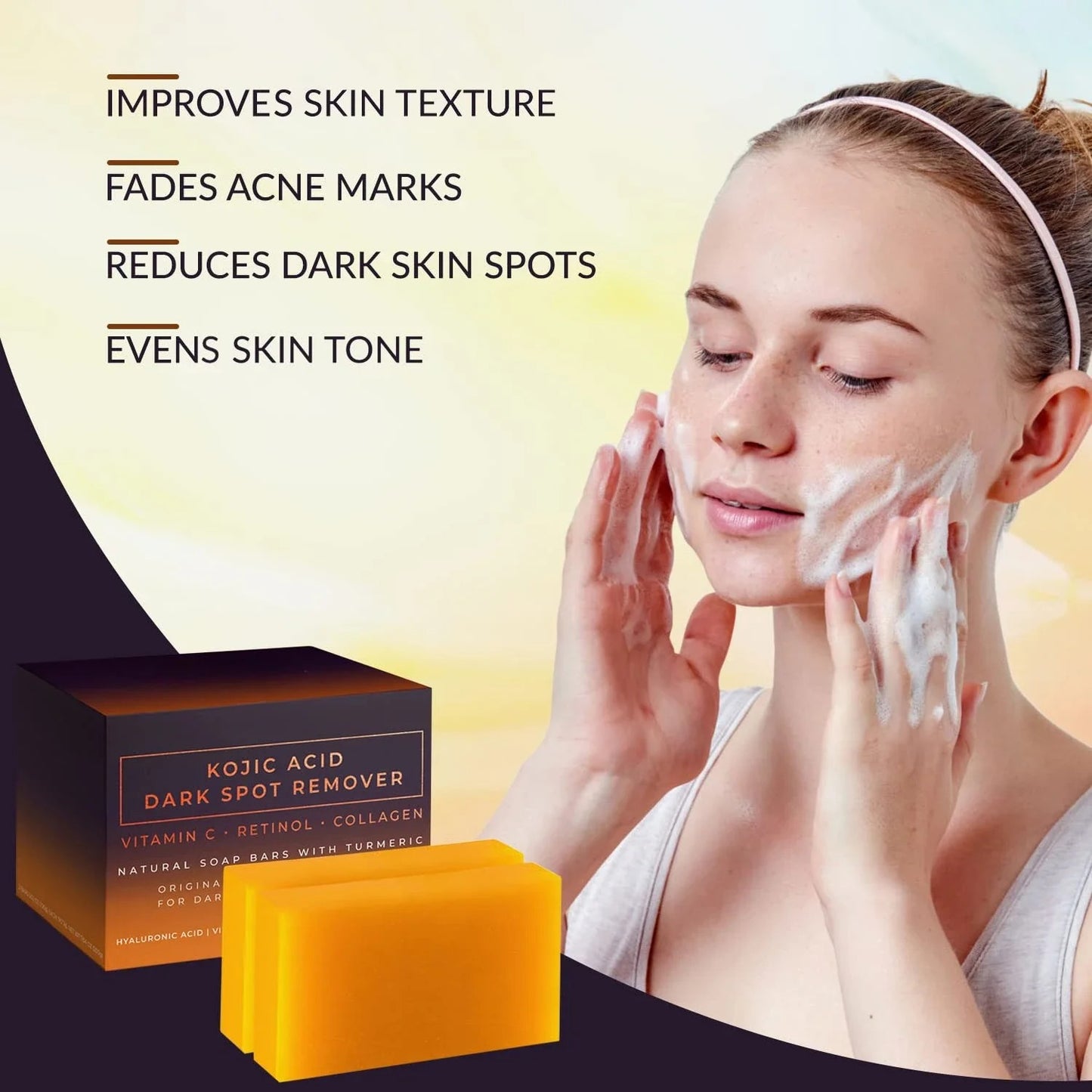 Dark Spot Remover Soap – Brightening & Whitening Bar with Vitamin C, Retinol & Collagen